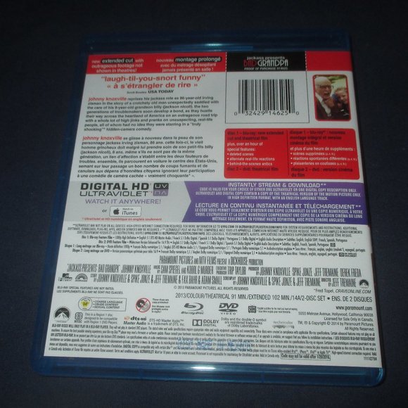Jackass Presents: Bad Grandpa (Blu-ray/DVD, 2-Disc Set, Canadian) w/ slip cover - Picture 5 of 5